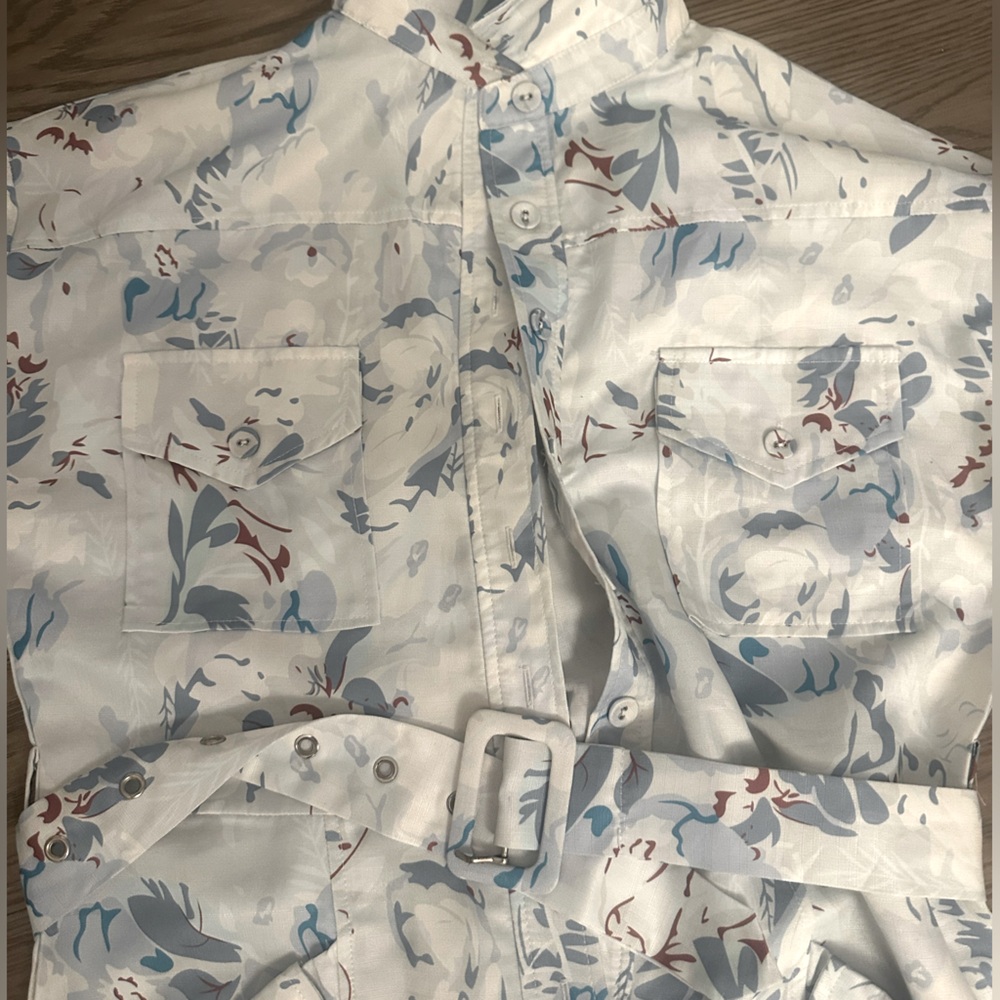 Patterned Spring Jumpsuit with Belt